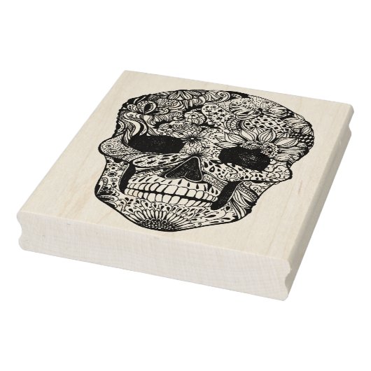Floral Skull Doodle Rubberstempel (Stempel)