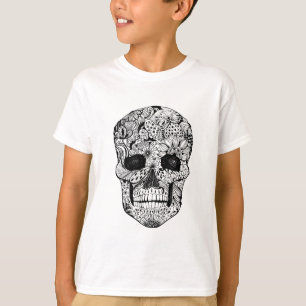 Floral Skull Doodle T-shirt