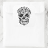 Floral Skull Doodle Vierkante Sticker (Tas)