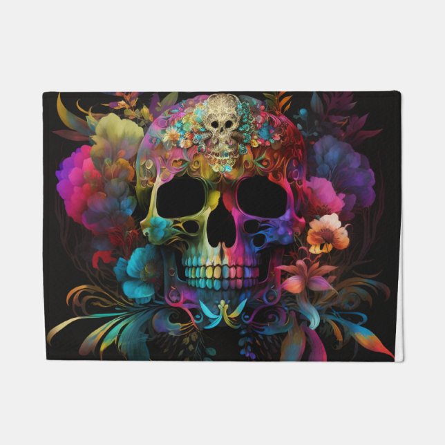 Floral Skull Doormat Deurmat (Voorkant)