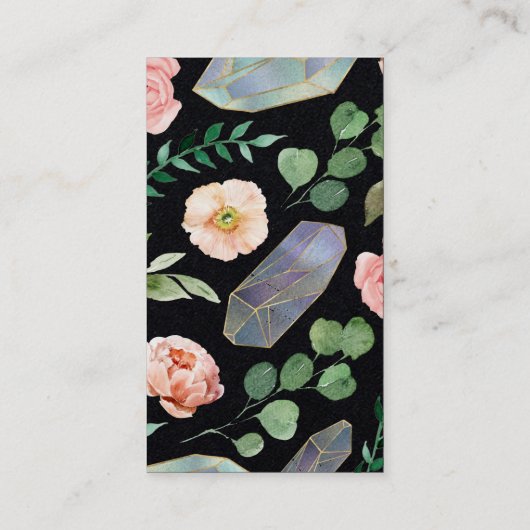 Floral Skull en Moon Black Witchcraft Visitekaartje (Achterkant)