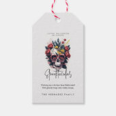 Floral Skull Faboolous Spooktacular Familienaam Cadeaulabel (Voorkant)