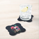 Floral Skull Faboolous Spooktacular Familienaam Kartonnen Onderzetters (Insitu)