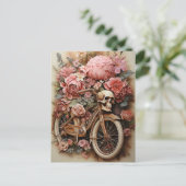 Floral Skull Fiets Waterverf Briefkaart (Staand voorkant)