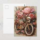 Floral Skull Fiets Waterverf Briefkaart (Voorkant / Achterkant)