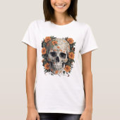 Floral Skull Fusion – Edgy & Elegant Vector Design T-shirt (Voorkant)