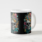 Floral Skull – Goth Botanical Art Specialty Mug Grote Koffiekop (Voorkant rechts)