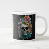 Floral Skull – Goth Botanical Art Specialty Mug Grote Koffiekop (Rechts)