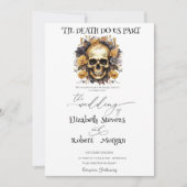 Floral Skull Gothic bruiloft uitnodiging (Voorkant)