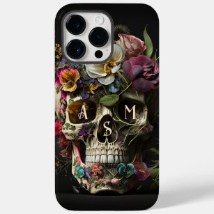 Floral Skull Gothic Pagan Monogram Initialen Case-Mate iPhone 14 Pro Max Hoesje