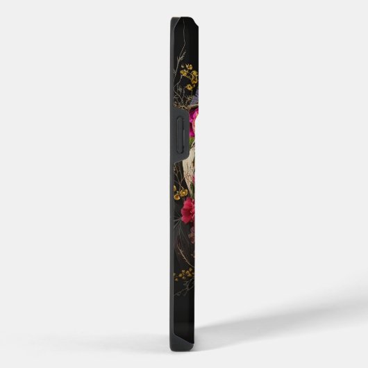 Floral Skull Gothic Pagan Monogram Initialen iPhone Hoesje (Rechterkant)