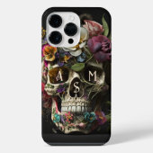 Floral Skull Gothic Pagan Monogram Initialen iPhone Hoesje (Achterkant)