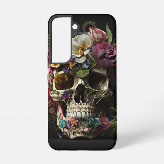Floral Skull Gothic Pagan Samsung Galaxy Hoesje (Achterkant)