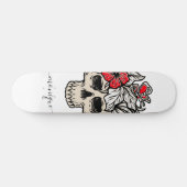  Floral Skull Gothic Skeleton Trendy Name Persoonlijk Skateboard (Horizontaal)