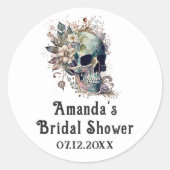 Floral Skull Gothic Vrijgezellenfeest dank u Ronde Sticker (Voorkant)