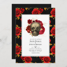 Floral Skull Gothic Wedding Photo