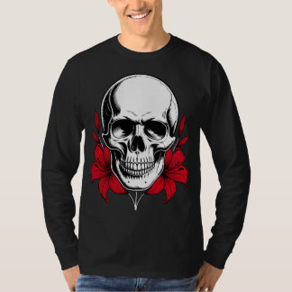 Floral Skull Graphic Design T-shirt