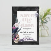 Floral Skull Halloween Bewaar de datum Save The Date (Staand voorkant)