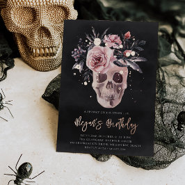 Floral Skull Halloween Birthday Party Folie Uitnodiging