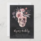 Floral Skull Halloween Birthday Party Kaart (Voorkant)