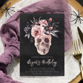 Floral Skull Halloween Birthday Party Kaart