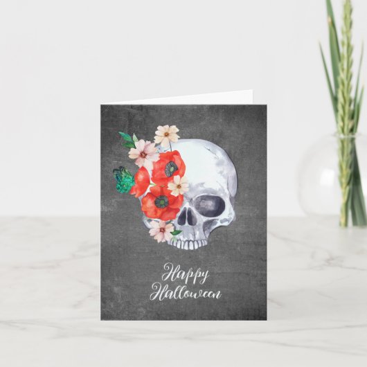 Floral Skull Halloween Kaart (Voorkant)