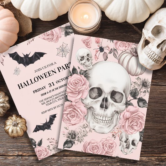 Floral Skull Halloween Kaart