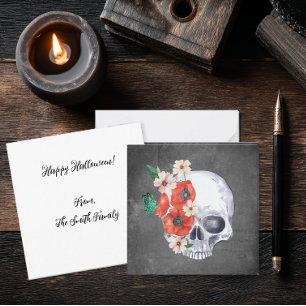 Floral Skull Halloween Notitiekaartje