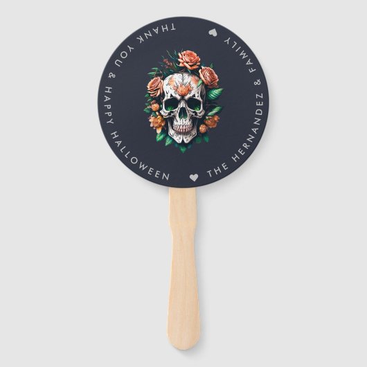 FLORAL SKULL Halloween Party familienaam Custom Handwaaier (Voorkant)