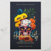 Floral Skull Halloween Party Flyer (Voorkant)