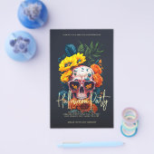 Floral Skull Halloween Party Flyer (Enkel)