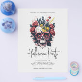 Floral Skull Halloween Party Flyer (Enkel)