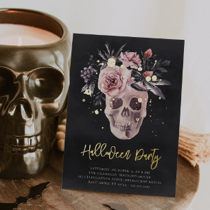 Floral Skull Halloween Party Folie Uitnodiging