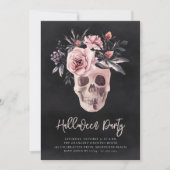 Floral Skull Halloween Party Kaart (Voorkant)