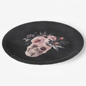 Floral Skull Halloween Party Papieren Bordje (Gekanteld)