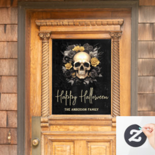 Floral Skull Halloween Party Raamsticker