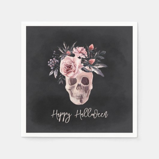 Floral Skull Halloween Party Servet (Voorkant)