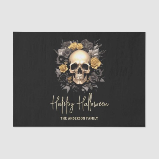 Floral Skull Halloween Party Tissuepapier (Voorkant)