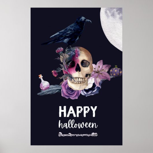 Floral Skull Halloween Poster (Voorkant)
