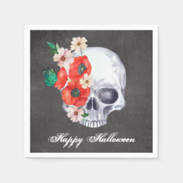 Floral Skull Halloween Servet