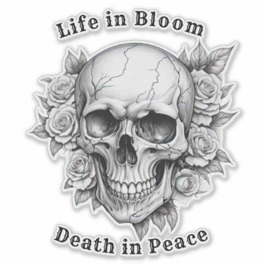 Floral Skull Halloween Sticker (Voorkant)