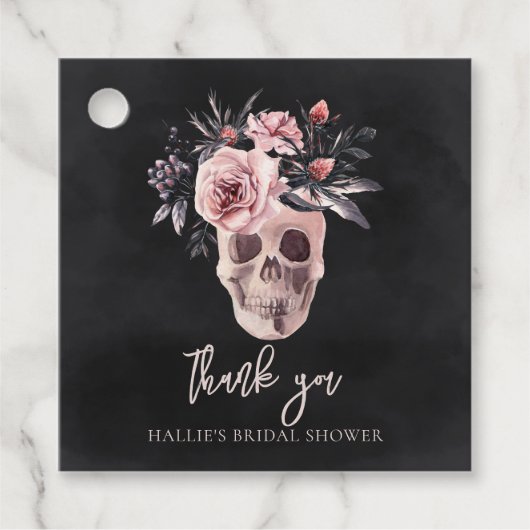 Floral Skull Halloween Vrijgezellenfeest Bedankjes Labels (Voorkant)