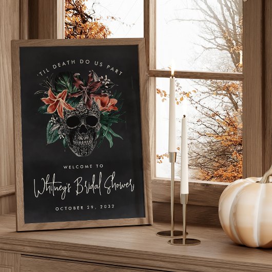 Floral Skull Halloween Vrijgezellenfeest Welkomstt Poster