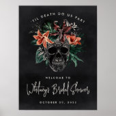 Floral Skull Halloween Vrijgezellenfeest Welkomstt Poster (Voorkant)