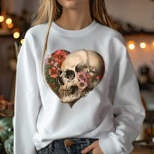 Floral Skull Heart Design Trui