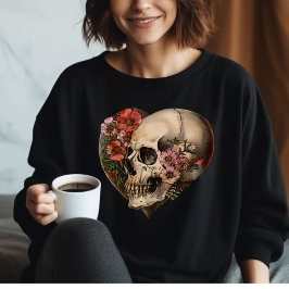 Floral Skull Heart Design Trui