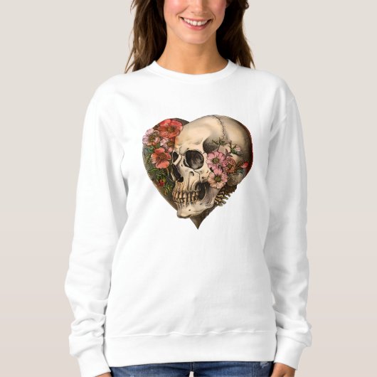 Floral Skull Heart Design Trui (Voorkant)