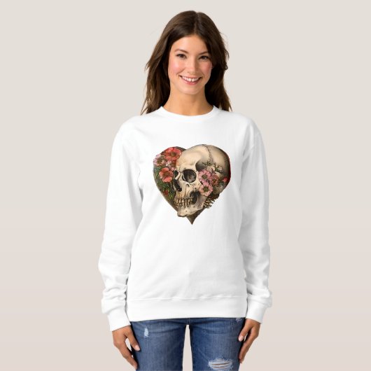 Floral Skull Heart Design Trui (Voorkant volledig)
