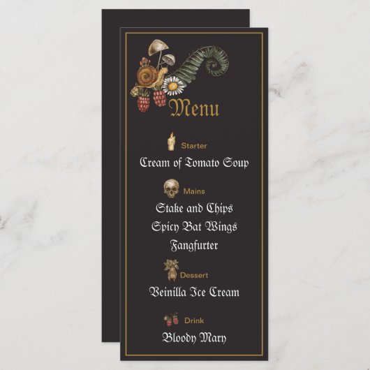 Floral  Skull in Gold Circle Stripes Menu (Voorkant / Achterkant)