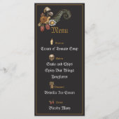 Floral  Skull in Gold Circle Stripes Menu (Voorkant)